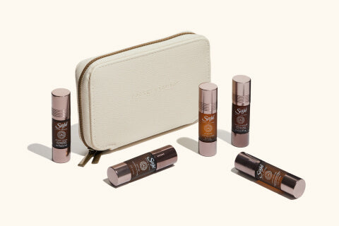 Pocket Farmacy Mindful Edition with white leather case and 5 6ml roll-ons