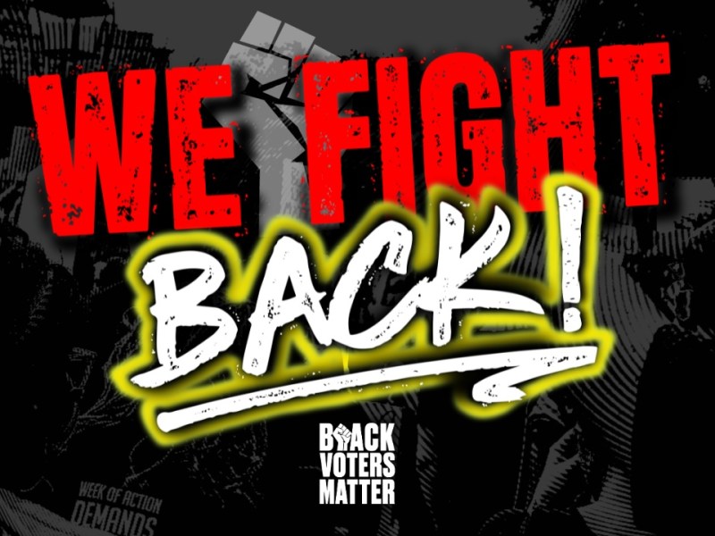 Graphic for the Black Voters Matter 2024 campaign titled We Fight Back.