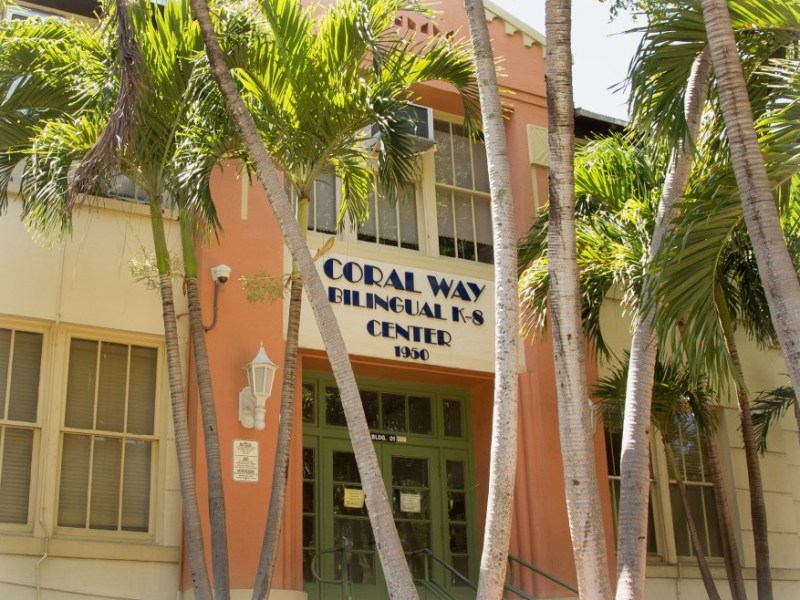 Front of Coral Way K-8 education center in Miami-Dade County, Florida.
