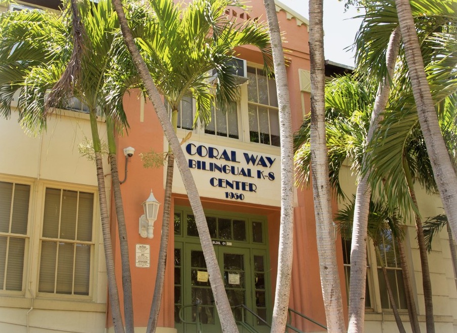Front of Coral Way K-8 education center in Miami-Dade County, Florida.
