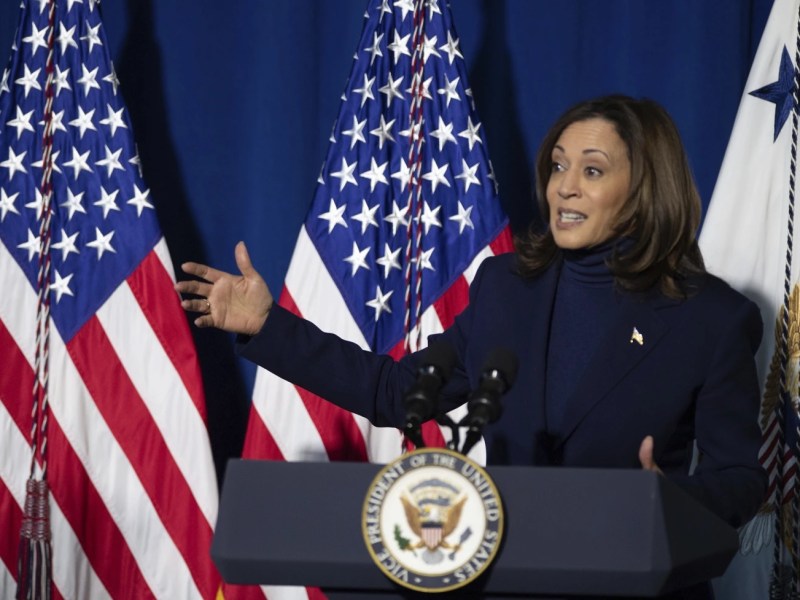 Vice President Kamala Harris visits the Kingsley Association in Larimer, Pa., to announce clean water infrastructure investments on Tuesday, Feb. 20, 2024. (Lucy Schaly/Pittsburgh Post-Gazette via AP)