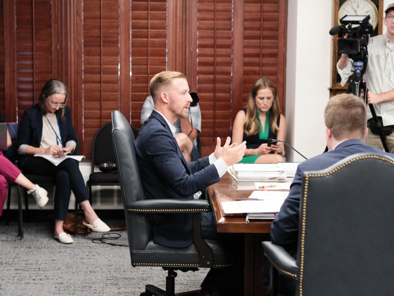 Oklahoma Superintendent of Public Instruction Ryan Walters at state school board meeting Photo by Christopher Creese for The Black Wall Street Times