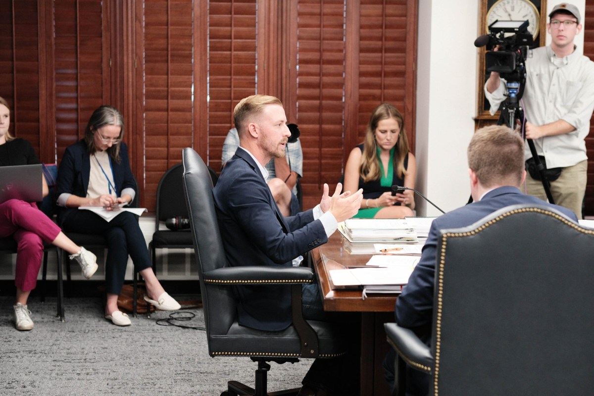 Oklahoma Superintendent of Public Instruction Ryan Walters at state school board meeting Photo by Christopher Creese for The Black Wall Street Times