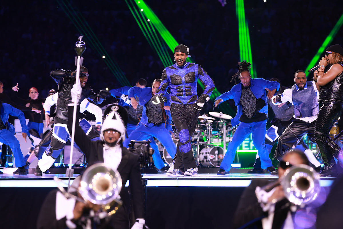 Jackson State University's Sonic Boom of the South Marching Band delivers an captivating halftime performance alongside singer, songwriter, dancer, actor and producer Usher during the Apple Music Super Bowl LVIII Halftime Show at the 2024 Super Bowl in Las Vegas, Nevada. (William H. Kelly III/JSU University Communications)